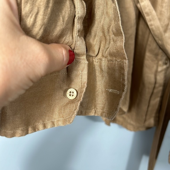 LAUREN RALPH LAUREN Women's Tan Linen Belted Utility Shirt size small - Picture 5 of 14